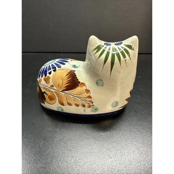 Vintage Tonala Mexico Folk Art Pottery Cat Figurine - Picture 3 of 7